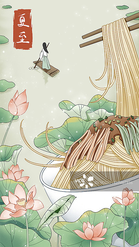 夏至国风插画图片素材