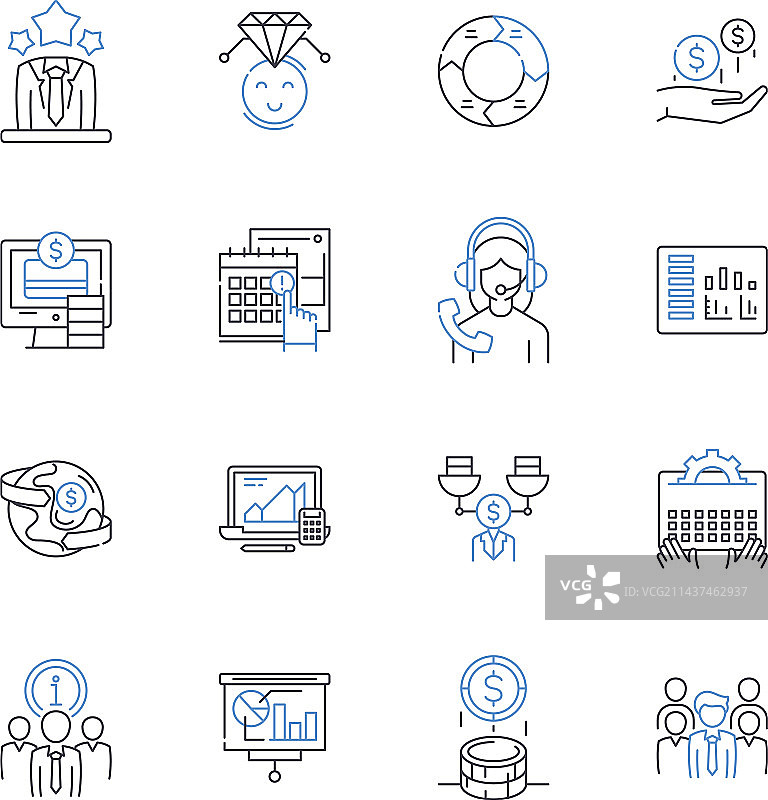 数据科学线性图标合集分析图片素材