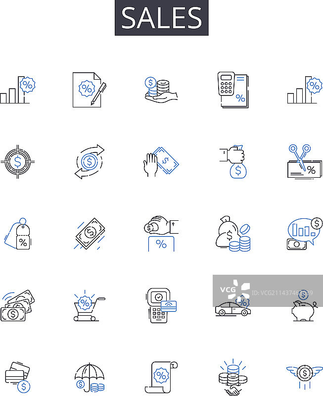 销售营销商务线性图标合集图片素材