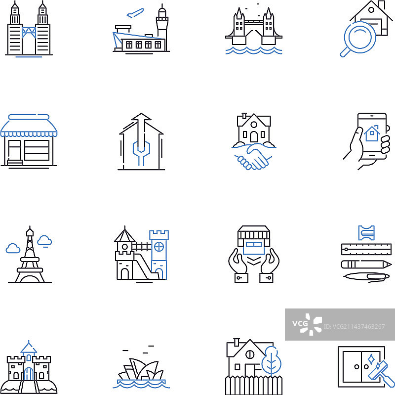 仓库线性图标合集图片素材