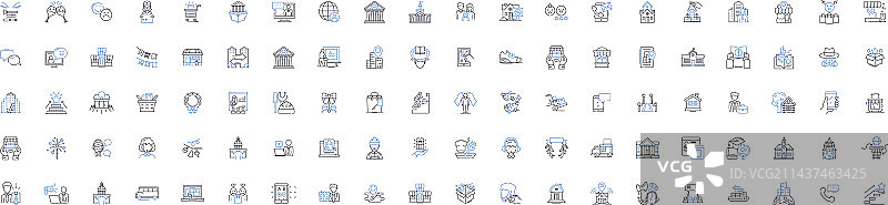 城市生活线条图标合集：忙碌图片素材