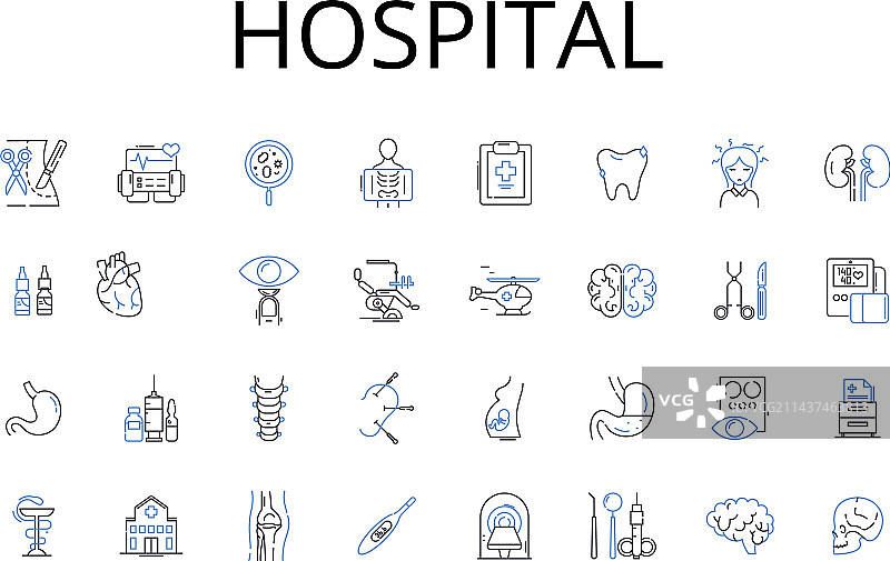 医院线性图标集合诊所医务室图片素材