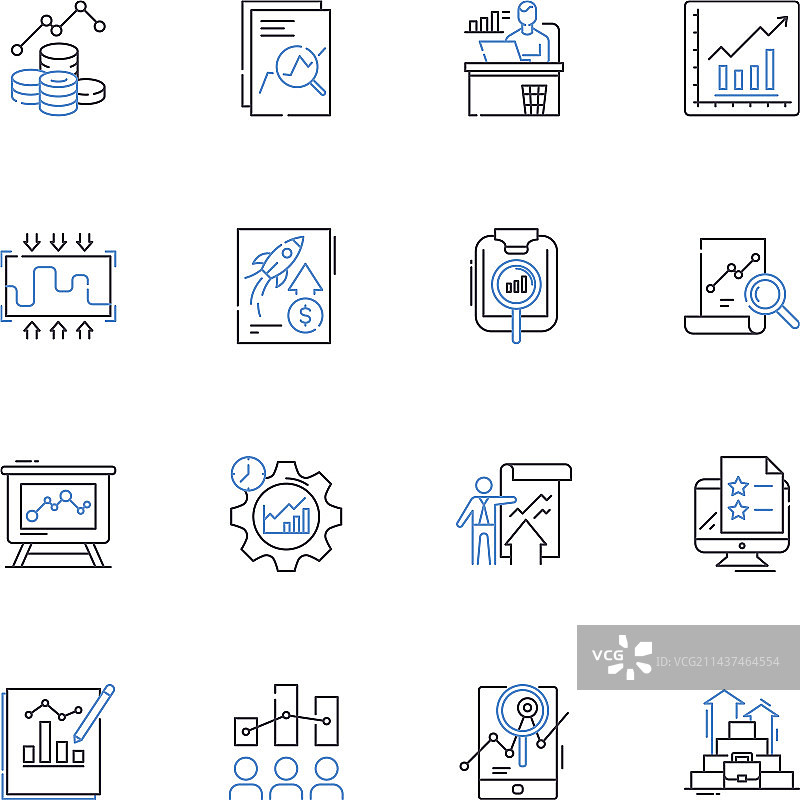相关分析线性图标集合图片素材