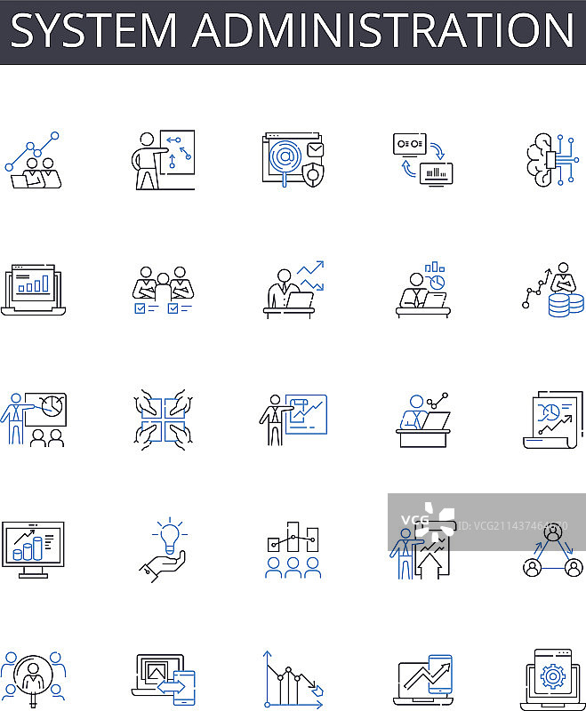 系统管理线性图标合集图片素材