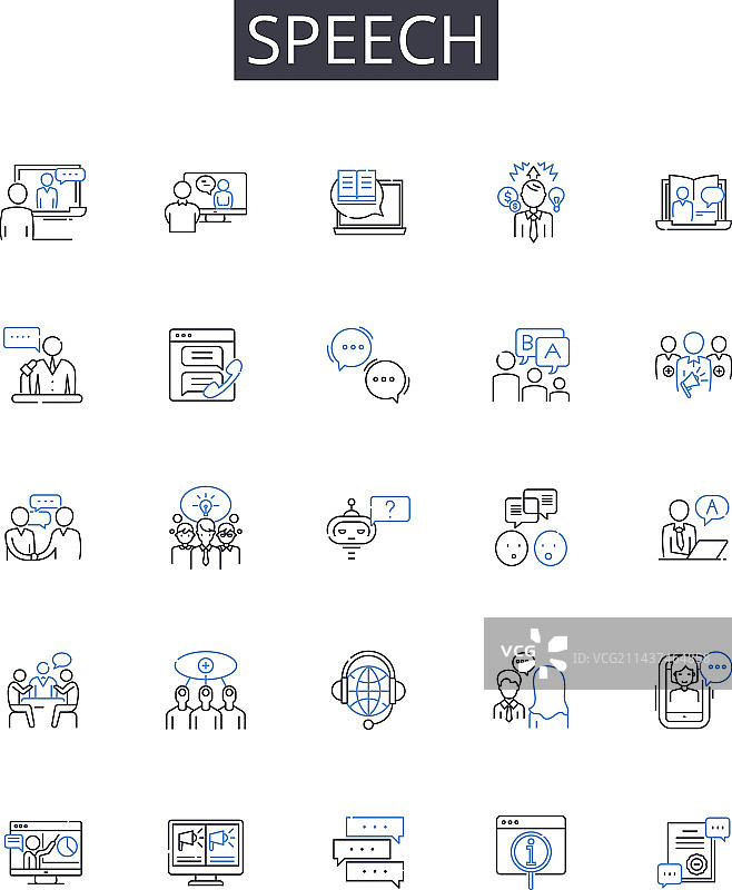 演讲系列线性图标，包含交付与演讲图片素材