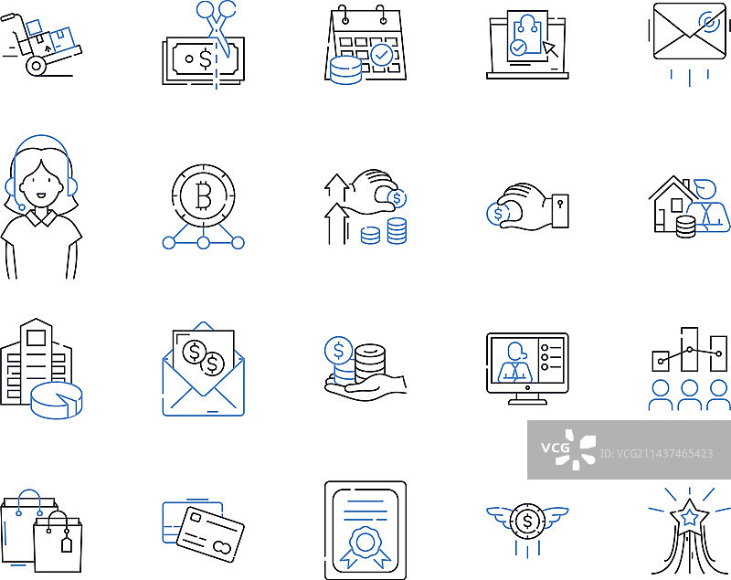 安全和收益线图标集合加密图片素材