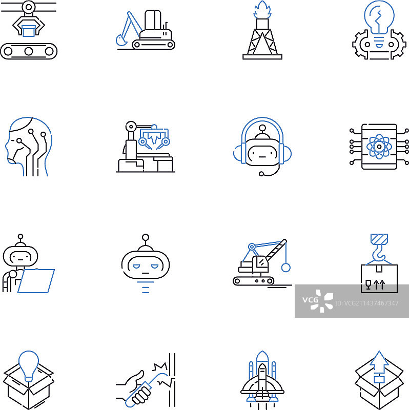 出口商品线性图标集合图片素材