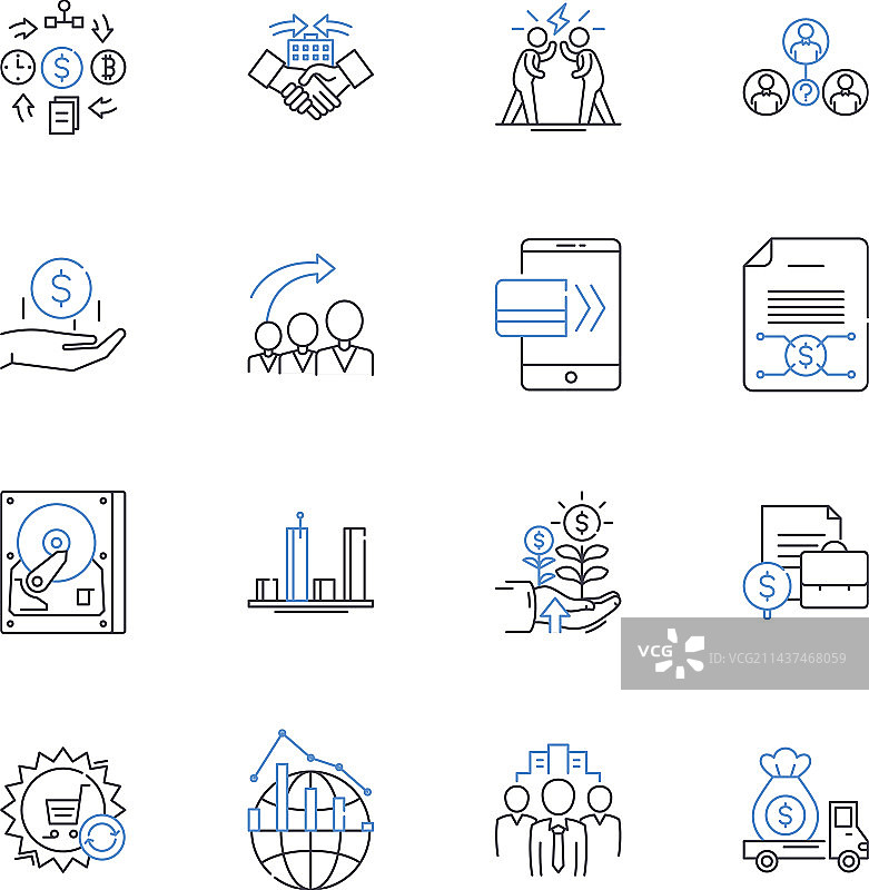 预算计划线性图标合集图片素材