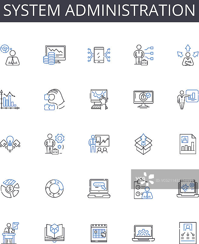 系统管理线性图标合集图片素材