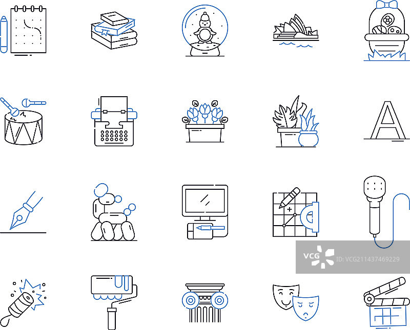 原始贸易线条图标集：易货贸易图片素材