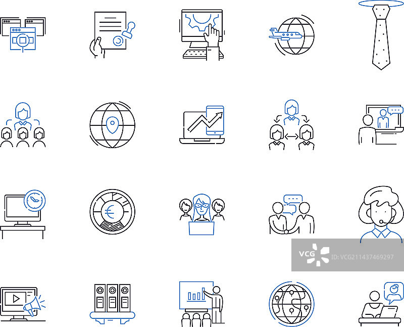 协作协调线性图标合集图片素材