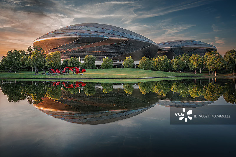 江苏大剧院夕阳图片素材