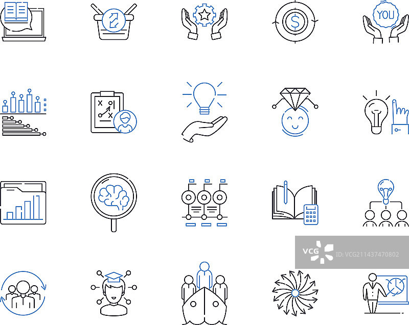 数据分析线性图标集合洞察图片素材