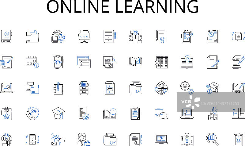 线上学习线性图标合集投资图片素材