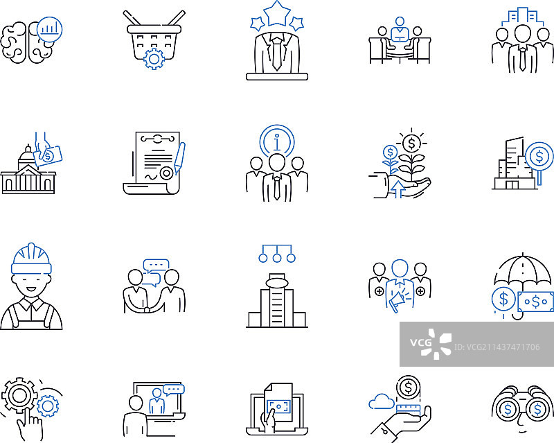 交易流程线性图标合集图片素材