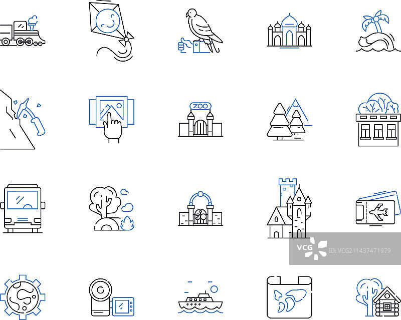 美食之旅线性图标合集图片素材