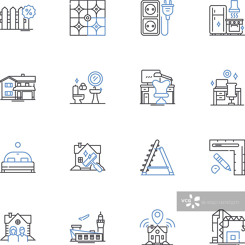 居家舒适生活线性图标图片素材