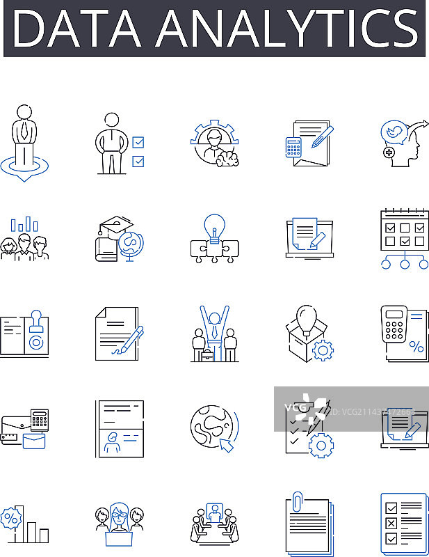 数据分析线性图标集合图片素材