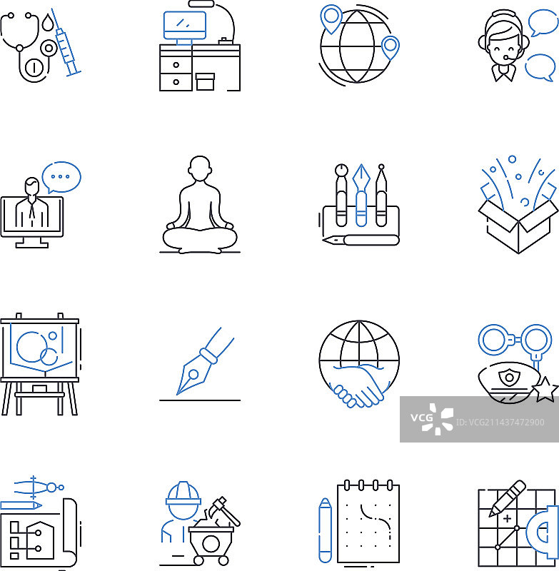 创意平面设计师线性图标合集图片素材