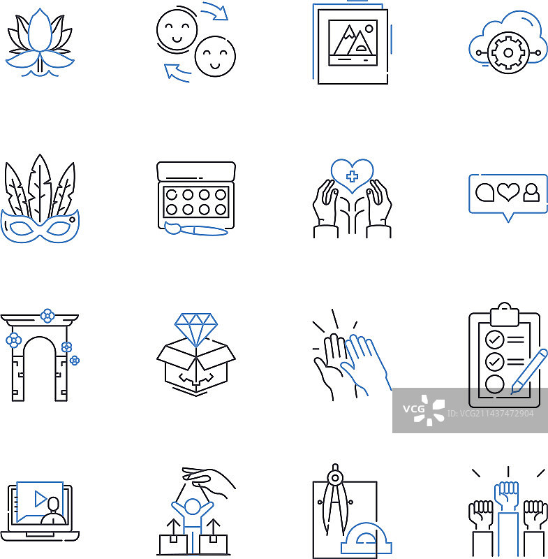 青铜大理石雕塑线性图标合集图片素材