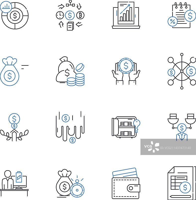 投资组合业务线条图标合集：成功图片素材
