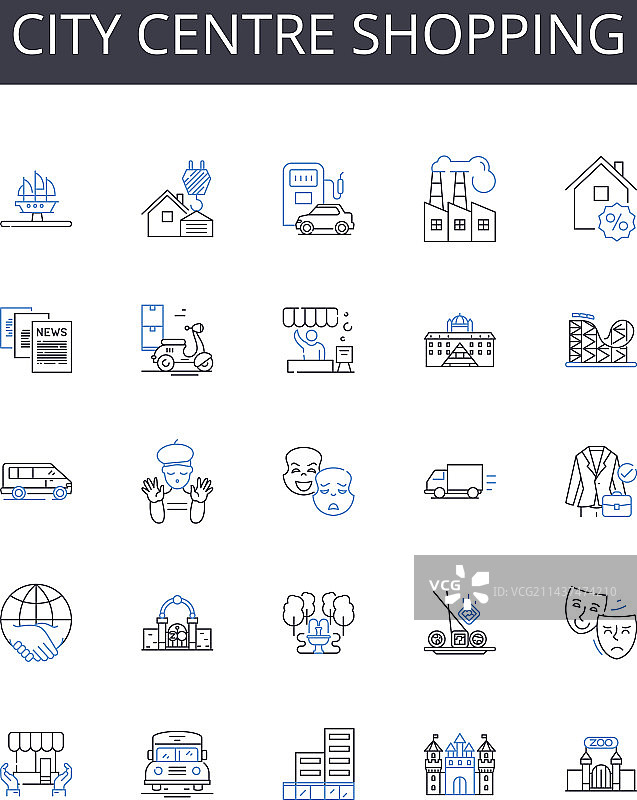 市中心购物线性图标合集图片素材