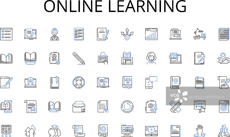 在线学习线性图标合集图片素材