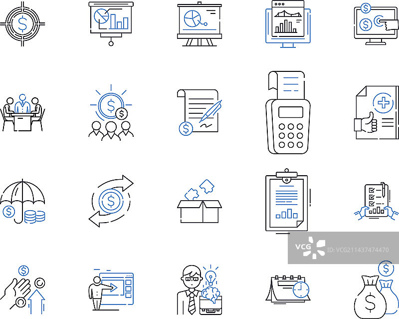 客户洞察力线性图标集图片素材