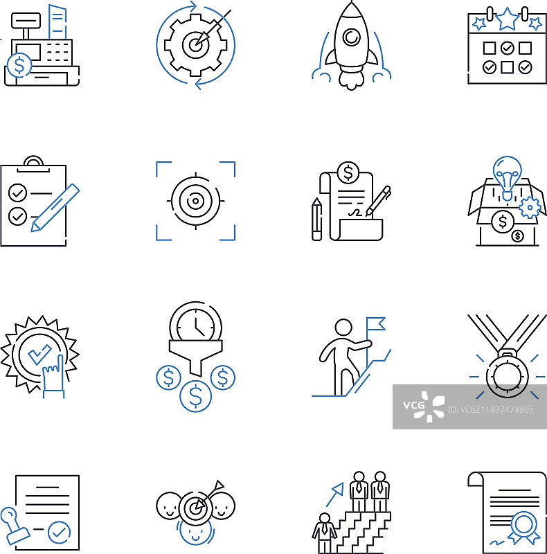 企业家框架线性图标合集图片素材