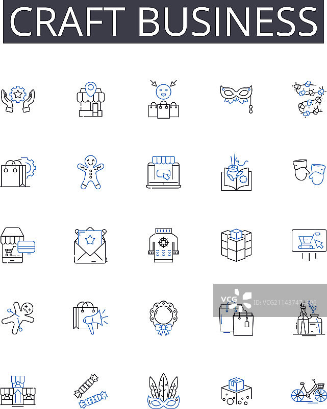 手工工艺品商业线性图标合集图片素材