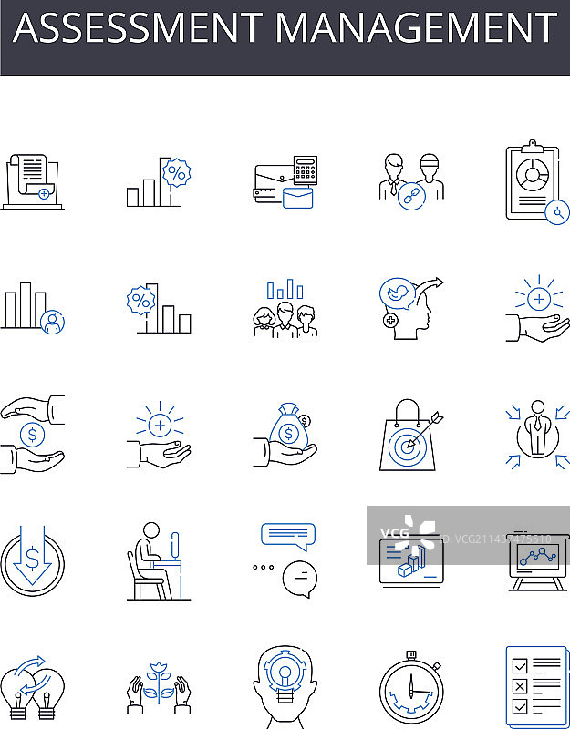 评估管理线性图标合集图片素材