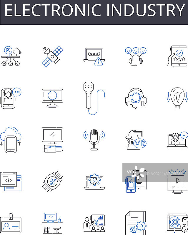 电子工业线性图标合集图片素材