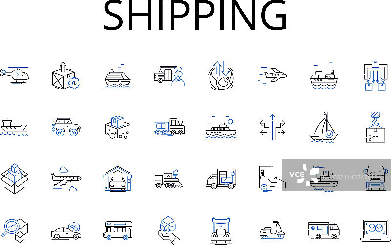 配送货运运输线条图标合集图片素材