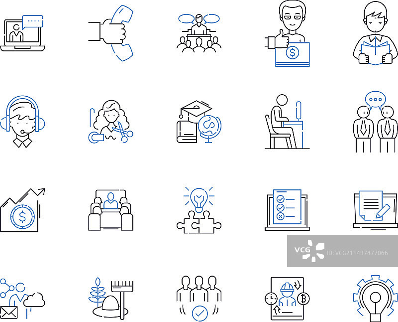 贸易行业线性图标集合出口图片素材