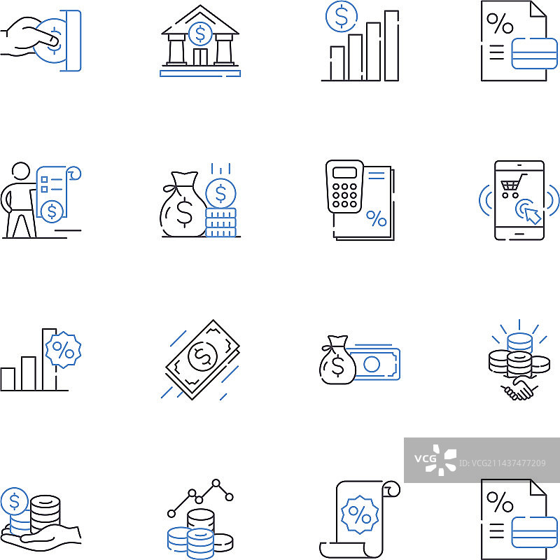 交易流程线性图标集合图片素材