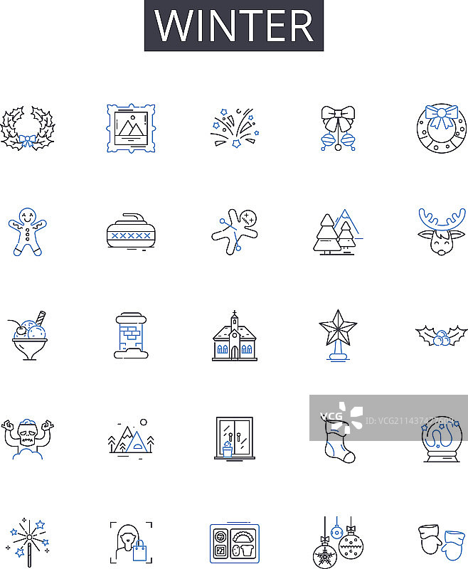 冬季线性图标合集市场投资图片素材