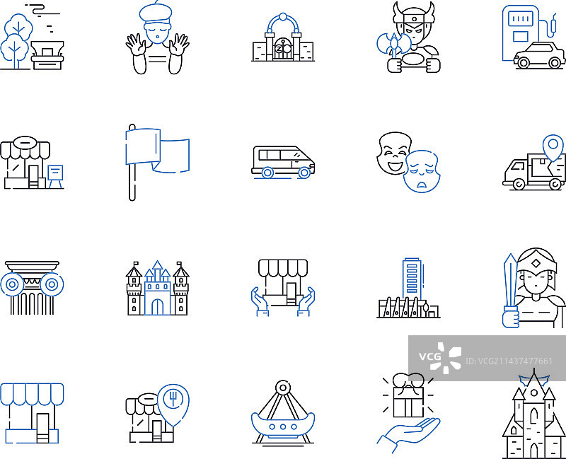 购物区精品店线性图标图片素材