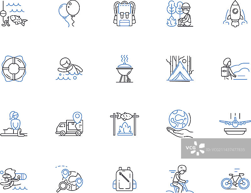 旅行休息的短暂停留线性图标合集图片素材