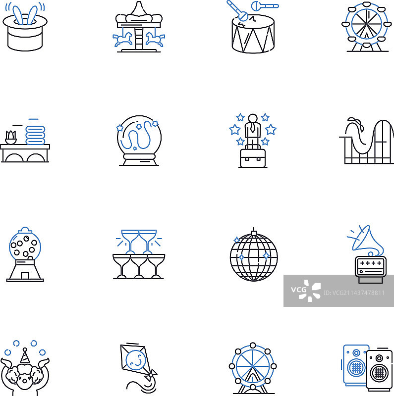 游乐场设施线性图标合集图片素材