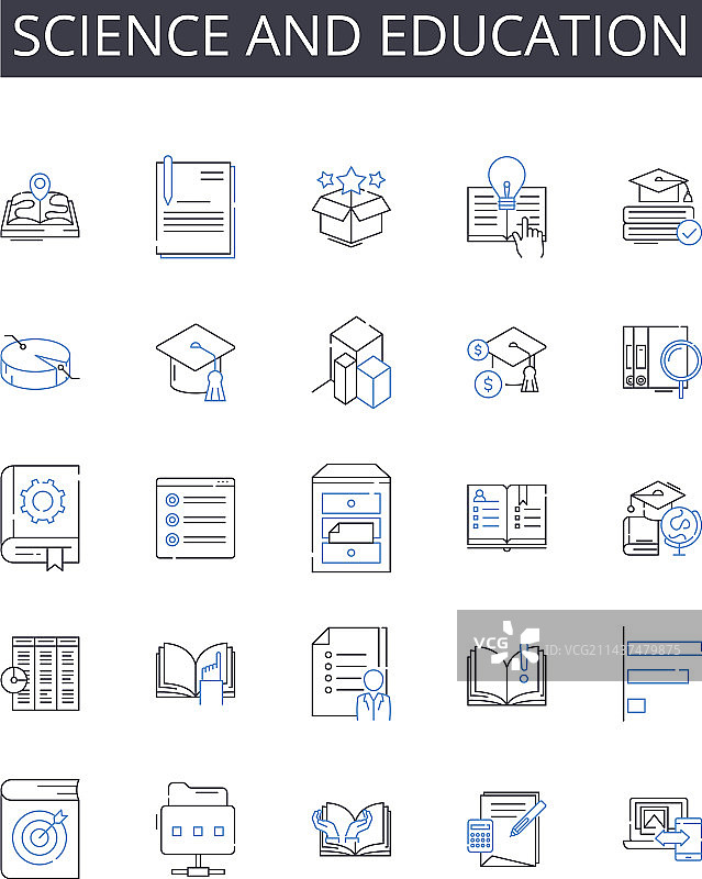 科学与教育线性图标合集图片素材