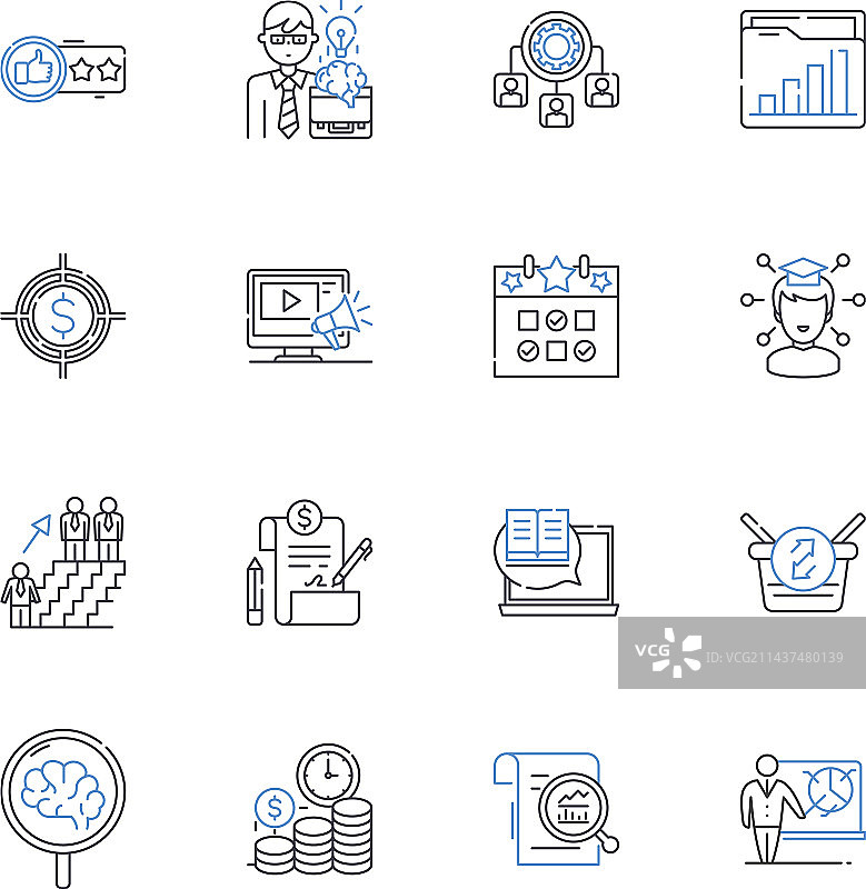 毅力与耐力线性图标合集图片素材