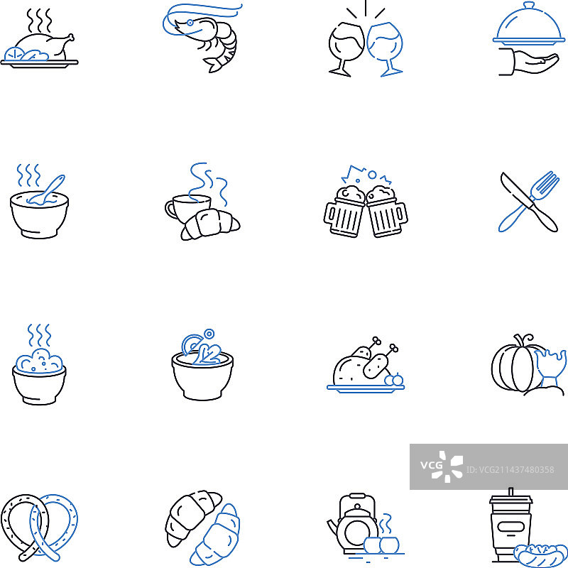 堂食场所氛围线性图标集合图片素材