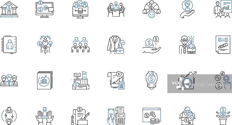 财务报告线性图标集合图片素材