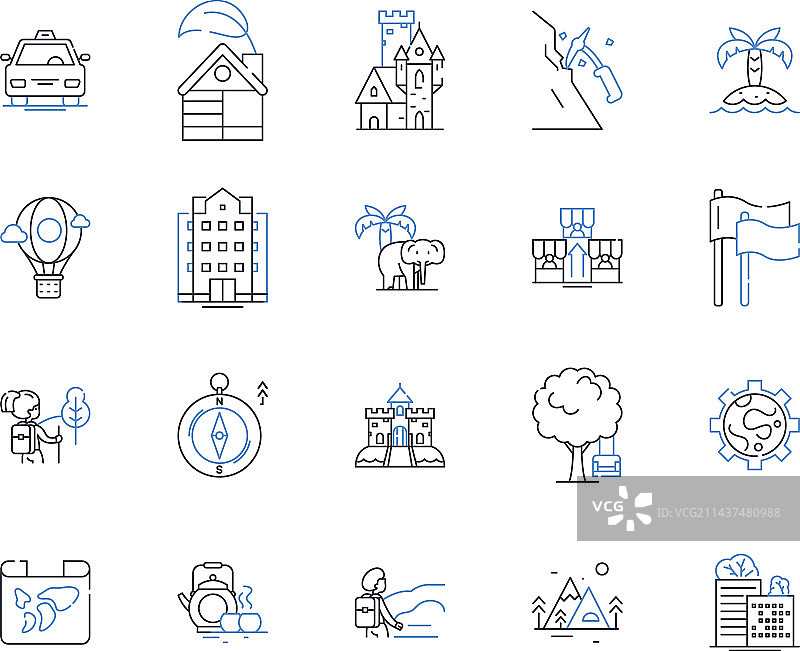 导航群组线性图标集合定位图片素材