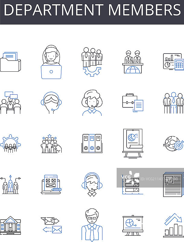 部门成员线性图标合集图片素材