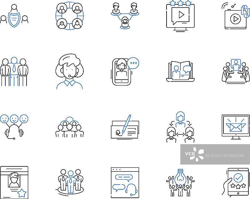 团伙成员线条图标合集：不法之徒图片素材