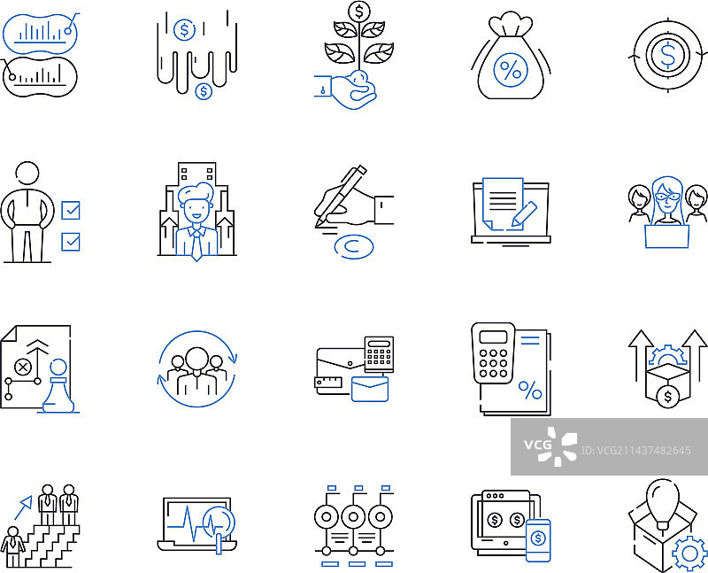 薪资报酬线性图标合集图片素材