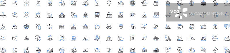 雄伟山景线性图标合集图片素材