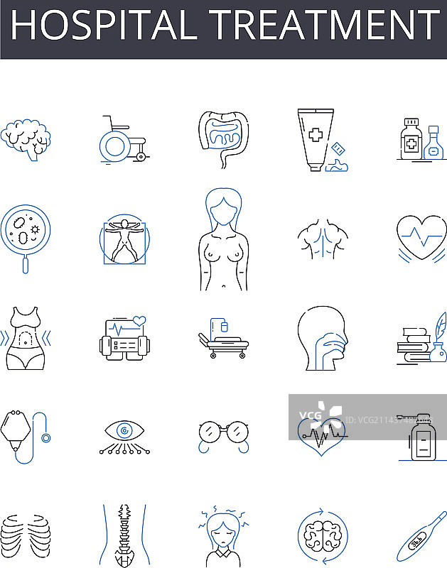 医院治疗线性图标合集图片素材