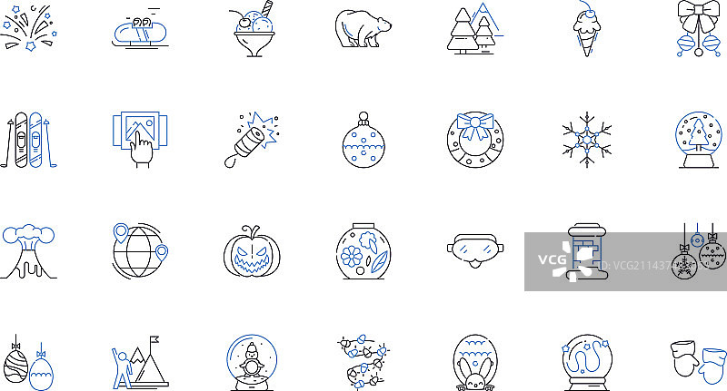 冬季暴风雪雪景线条图标图片素材